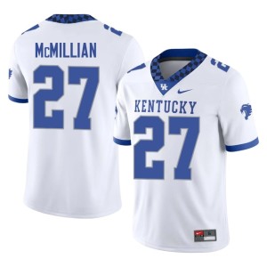 The Cats #27 White Isaiah McMillian Mens College Football High School Jersey 113518-112