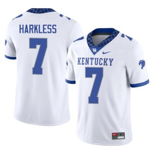 UK College Football Men's Game Jamarrion Harkless #7 White Jersey 283122-340