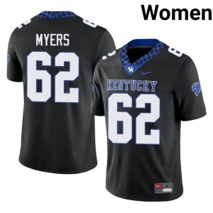 Kentucky Wildcats Replica #62 College Football Ben Myers Women Black Jerseys 234300-636