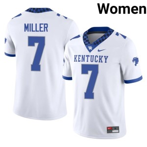 University of Kentucky Wildcats College Football Women's DJ Miller White #7 Player Jerseys 537827-681