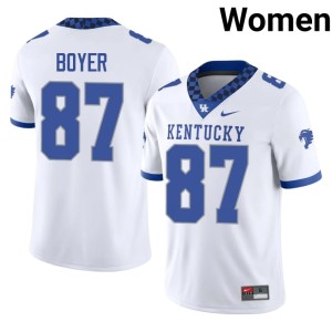 University of Kentucky Henry Boyer College Football Womens White #87 Stitched Jersey 669090-950