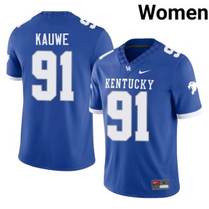 University of Kentucky Wildcats #91 Royal Jacob Kauwe Alumni Womens College Football Jerseys 797096-267