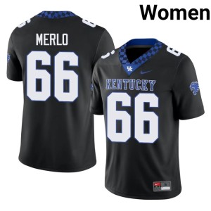 UK #66 Womens Embroidery Black Tino Merlo College Football Jerseys 406019-117