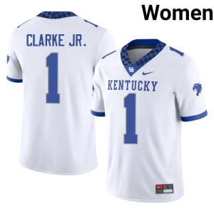 The Cats White Womens College Football #1 University Andre Clarke Jr. Jerseys 679073-564