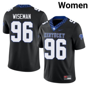 Kentucky Wildcats Dominic Wiseman Black College Football Women's #96 Replica Jersey 278445-983