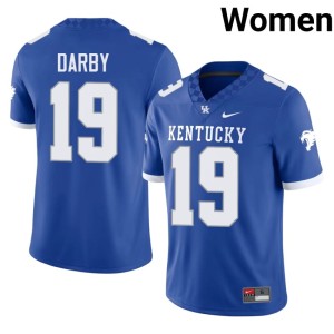 The Cats College Football #19 Womens Royal Embroidery Kenny Darby Jerseys 958923-798