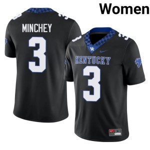 Wildcats College Football Black Kenny Minchey #3 Womens Game Jerseys 721142-106