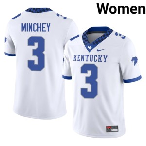 University of Kentucky Wildcats High School College Football White Women's #3 Kenny Minchey Jerseys 923306-247
