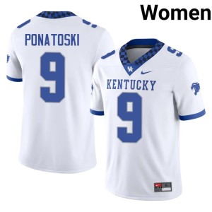University of Kentucky Wildcats Replica Matt Ponatoski Women's White College Football #9 Jerseys 609680-713