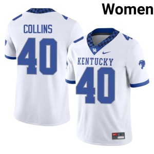 Kentucky Wildcats College Football #40 Sonny Collins University Women's White Jerseys 935103-359