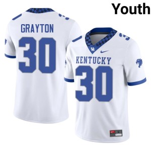 The Cats Limited #30 Youth College Football Grant Grayton White Jersey 811186-561