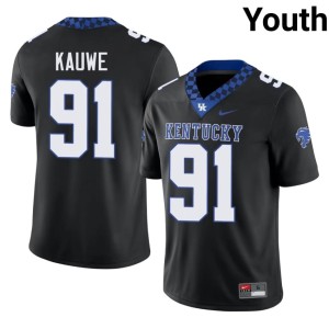 Big Blue Nation #91 College Football Black Jacob Kauwe Stitched Youth Jerseys 838872-524