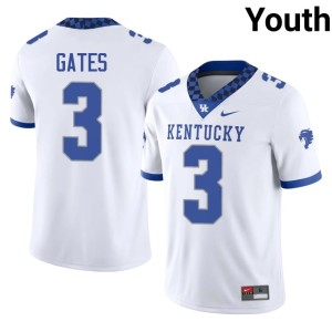University of Kentucky Wildcats Youth College Football Limited #3 Aaron Gates White Jersey 955731-568