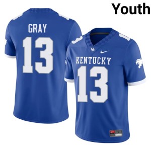 The Cats #13 Royal Game Youth College Football Denairius Gray Jersey 515514-854