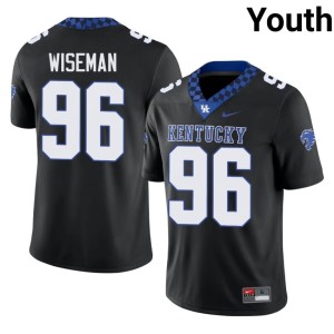 University of Kentucky Black #96 Dominic Wiseman Youth Limited College Football Jerseys 297720-119