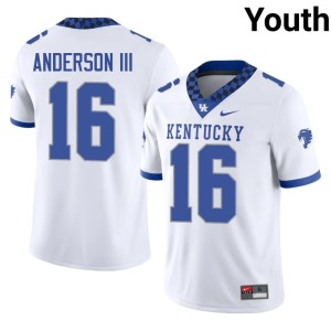 Kentucky Alumni Jesse Anderson III Youth College Football #16 White Jersey 526083-595