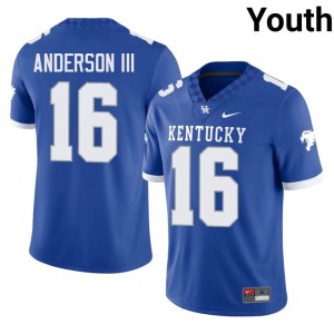 UK Wildcats #16 Youth Jesse Anderson III Royal Official College Football Jersey 915531-887